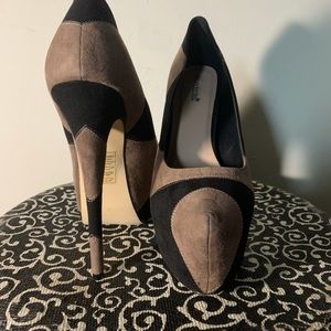 Brown and black heels